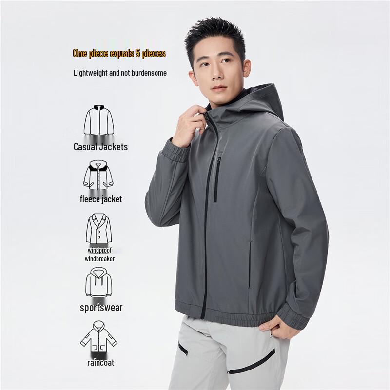 GIORDANO Men's Outdoor Hooded Windproof Softshell Jacket