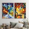 Classic Leonid Afremov Abstract Artwork Rainy Night Couple Landscape Poster Canvas Painting Wall Art Pictures Home Room Decor