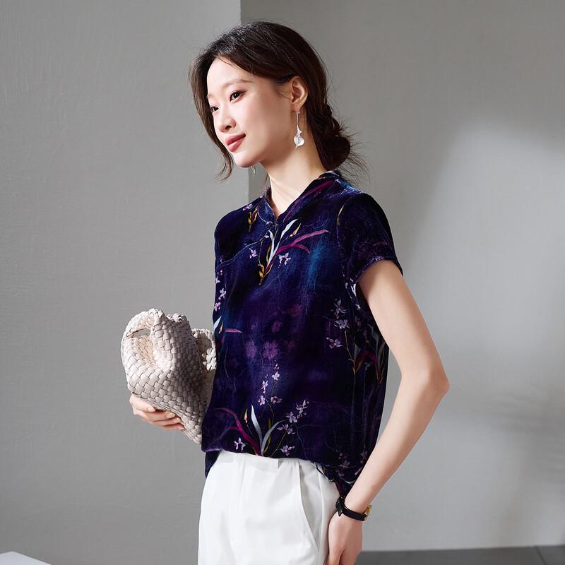 SOFSIL 2026 Summer New Chinese Style Silk Shirt Top M