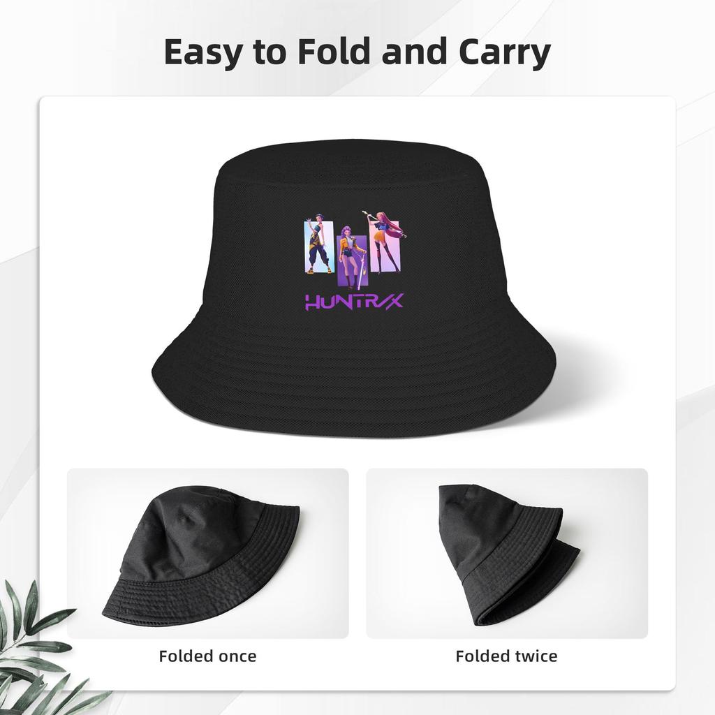 Street Huntrix Kpop Demon Hunters Bucket Hats Women Lightweight Outdoor Fishing Cap Travel Headwear Boonie Hat
