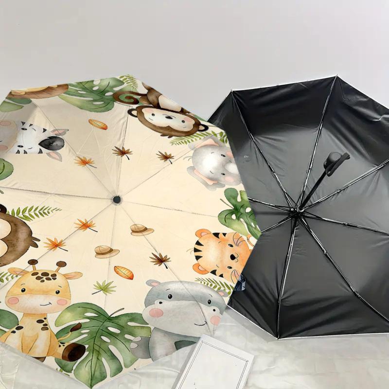 1PC Jungle Animals Umbrella-8-Rib Reinforced, Automatic Open, Lightweight & Durable, Fashion Accessory for Outdoor, H0406