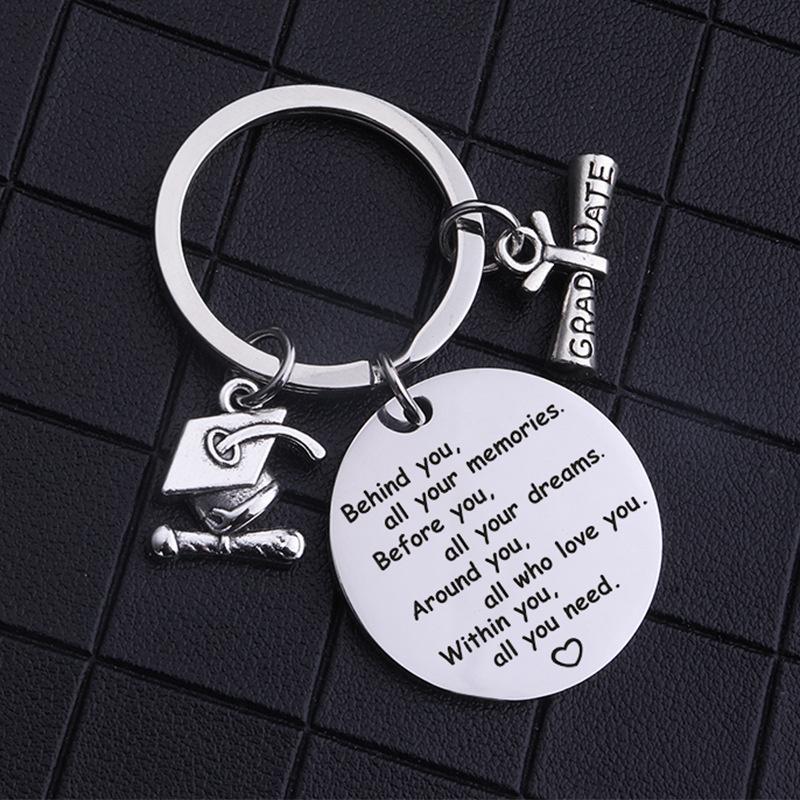 

Позади вас все ваши воспоминания вдохновляющие подарки выпускникам для женщин мужчин брелок из нержавеющей стали сумки брелок для ключей