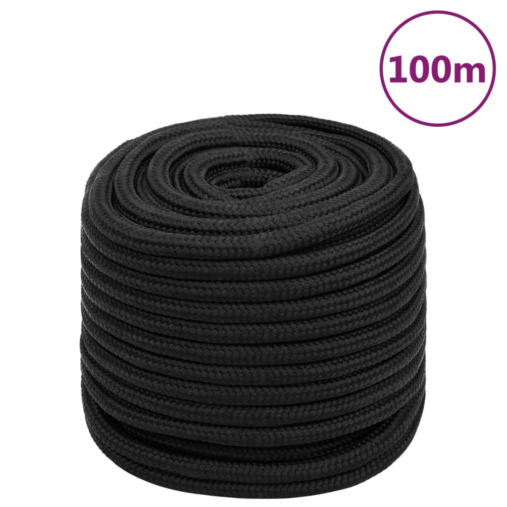 Vidaxl Linka Żeglarska, Czarna Jednolita, 18 Mm, 100 M, Polipropylen
