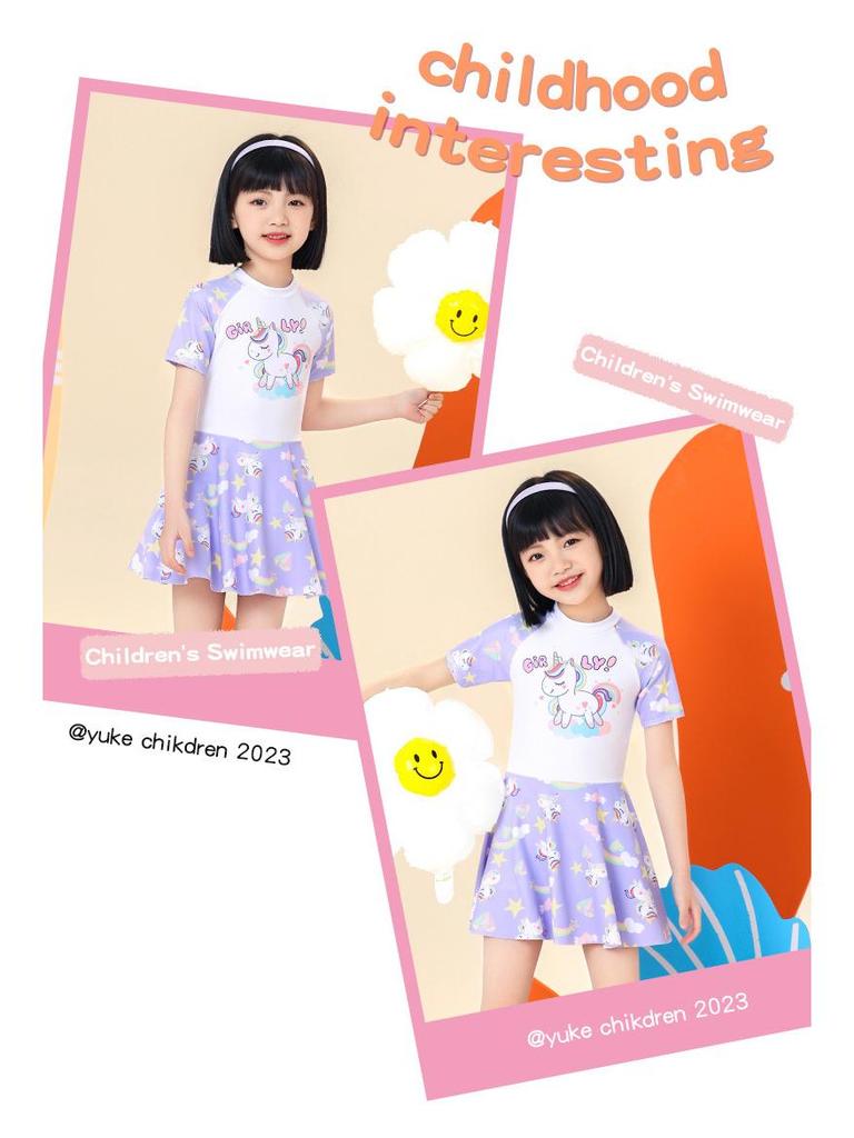 2024 Girls' One-Piece Skirt Swimsuit - Summer Swimwear for Kids in Small, Medium & Large Sizes