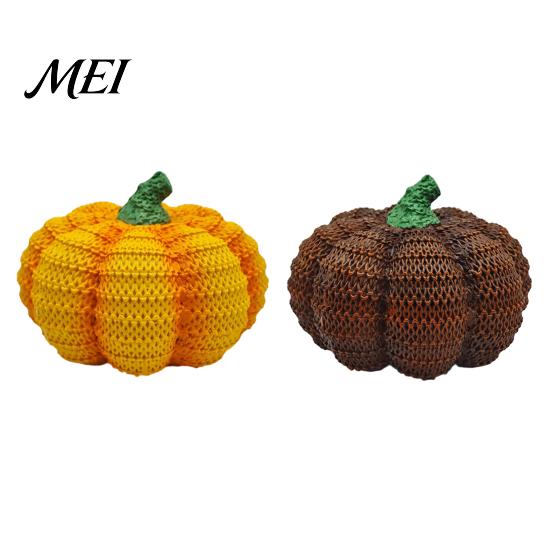 Unique Seasonal Room Ornament Handmade Resin Pumpkin Figurine Halloween Decor, Simulated Knit Tabletop Statue, Ornaments Mini Fall Holiday for