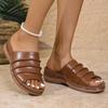 Fashion Leather Platform Sandals Women Shoes Light Plus Size 36-43 Beach Sandles Woman 2025 Summer Wedges Slippers Female Casual Shoes