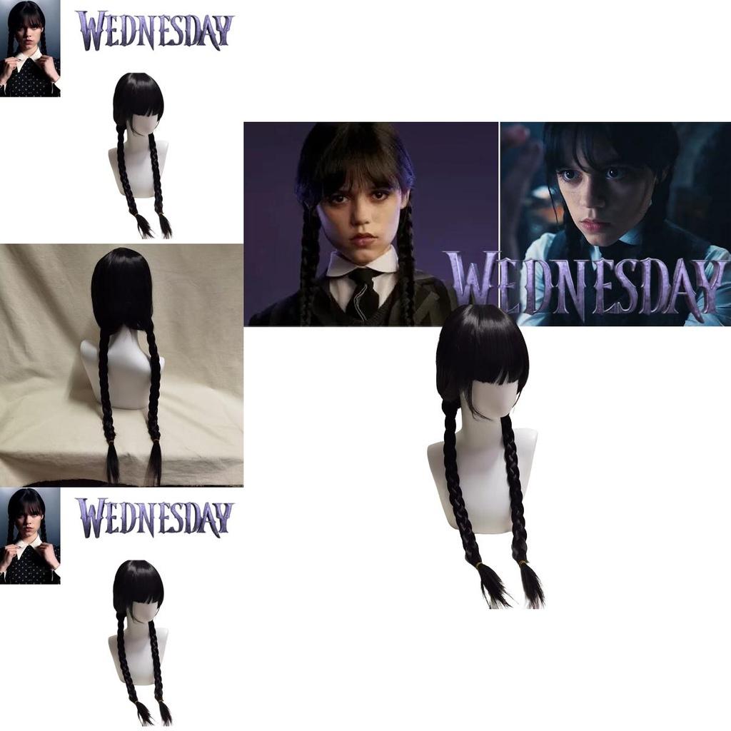 Wednesday Addams Cosplay Wig Braided Hair For Halloween Xmas Fancy Party