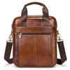 New men's handbag, 100% genuine leather shoulder crossbody bag vertical briefcase business trip messenger bag for 13.3-inch iPad