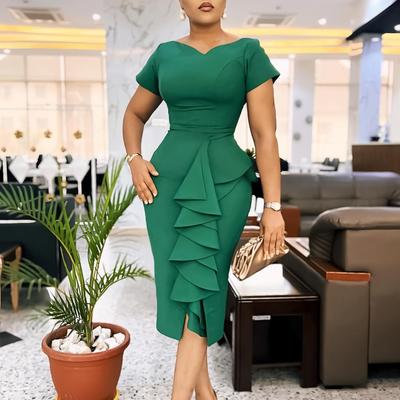 Elegant Ruffle Tongle African Dress for Women - Large Size Fashion