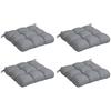 Set of 4 Garden Chair Cushions, Tufted Outdoor Cushions, Dim. 48L X 48W Cm Gray