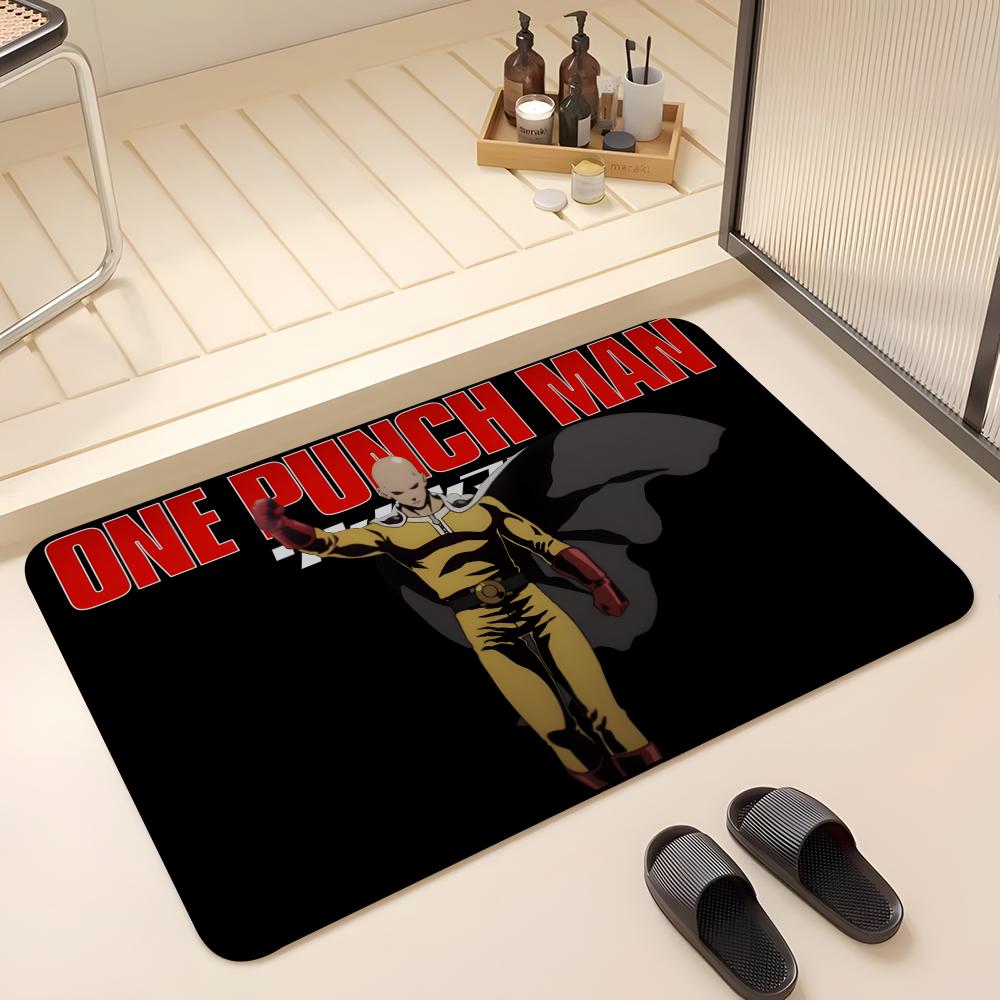 ANIME O-One Punch Man Floor Mat Absorbent Floor Mat Non-Slip Entrance Rug for Bathrooms Restrooms and Toilets