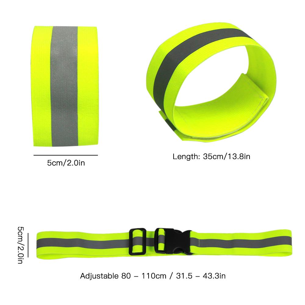 2pcs High Visibility Reflective Armbands with Waist Belt for Men and