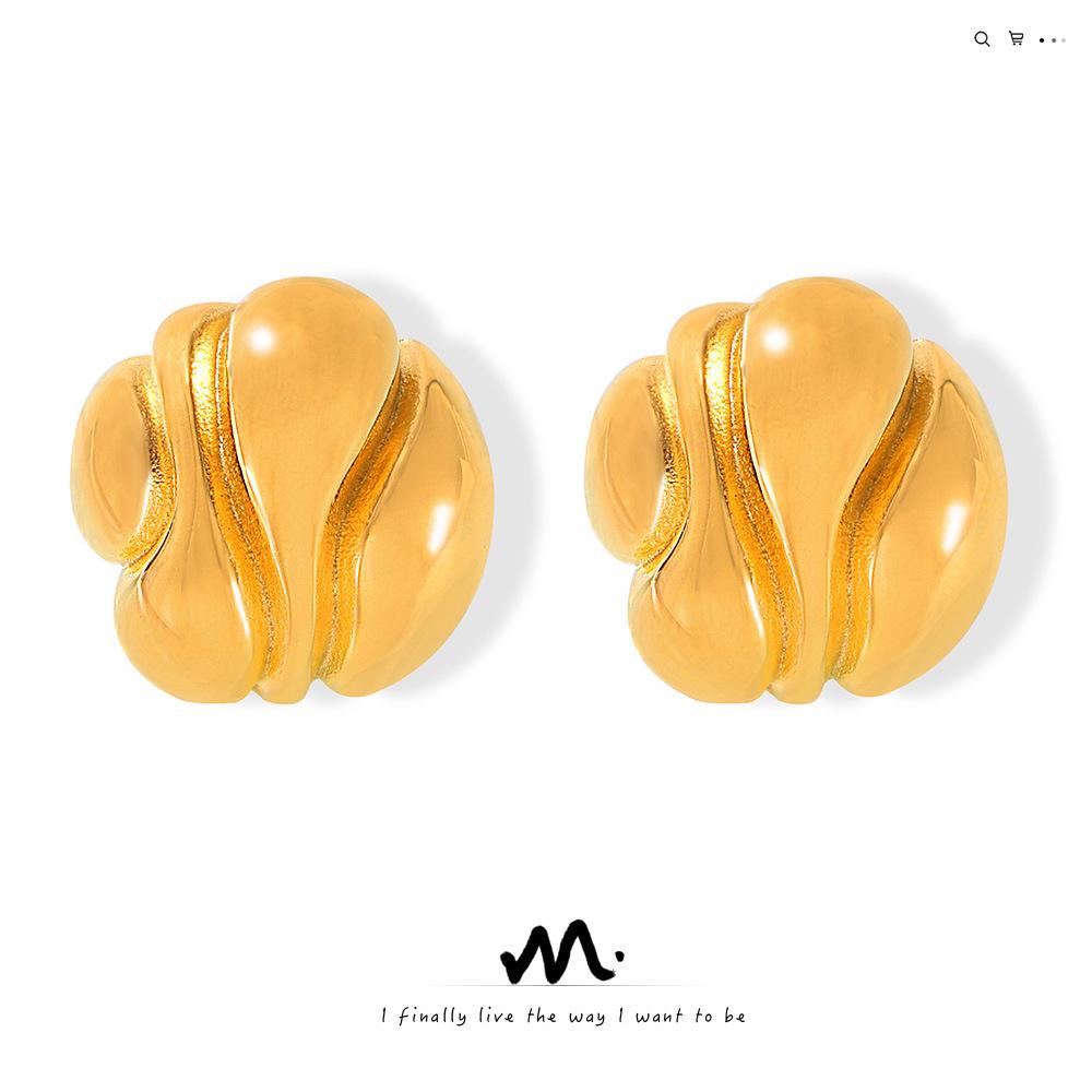 

Geometric Asymmetrical Titanium Steel Earrings with Simple Textured Design in European and American Style