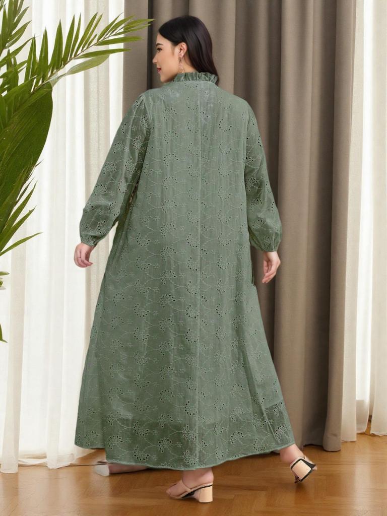 Autumn 2025 Middle Eastern Light Luxury Hollow Long Dress for Women