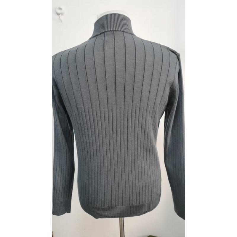 Half Zip Stand Collar Men Solid Color Casual Knitted Pullover Sweater