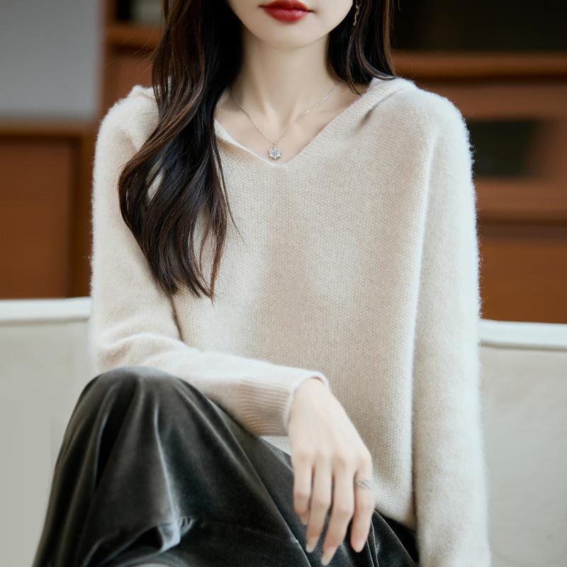 Women's cashmere sweater Qinghe cashmere 30% cashmere 70% wool autumn and winter pullover warm and fashionable