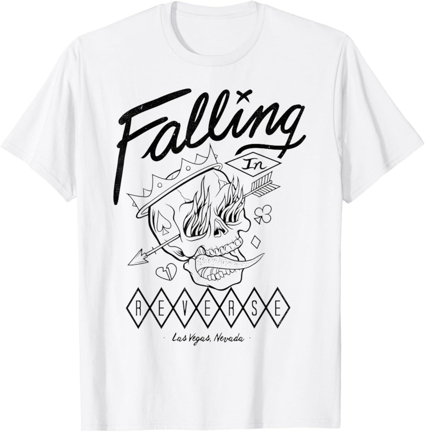 Falling In Reverse Official Merchandise - Vegas Flame Skull T-Shirt Mens Womens Tees Top M