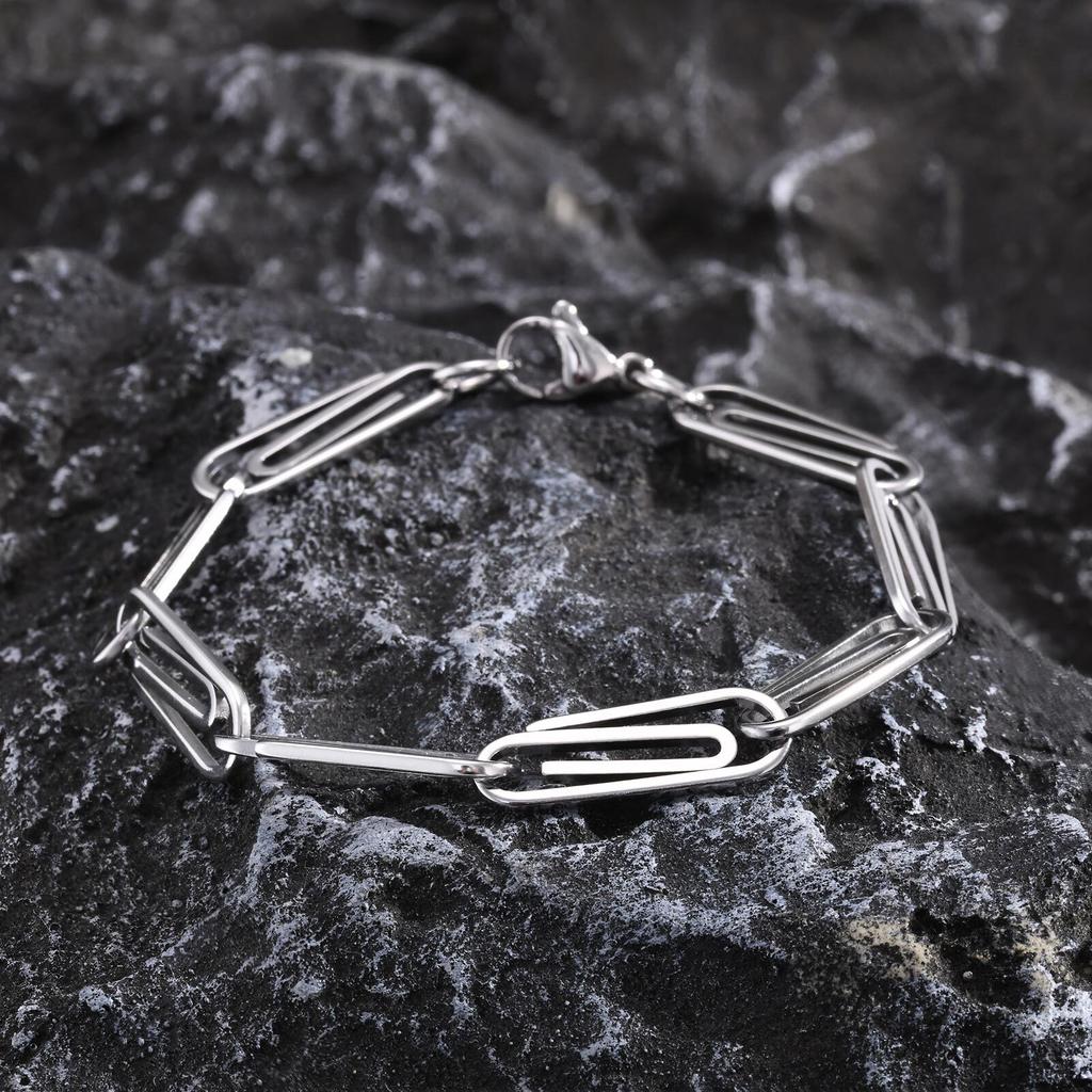 Paperclip Chain Bracelets for Men Women,8.3mm Simple Stainless Steel Links Wristband,Stylish Unisex Jewelry Gift