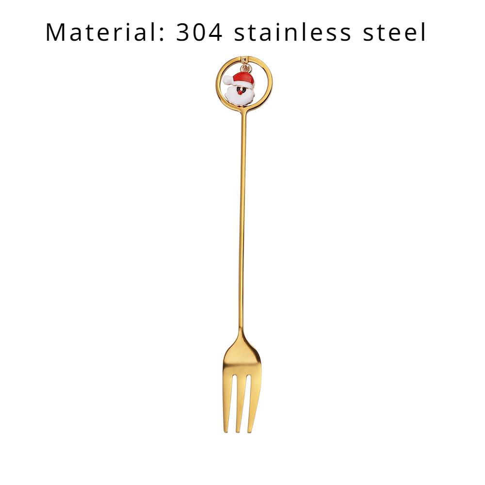 HANYANG Stainless Steel Christmas Dessert Spoon and Fork Gift Set Fruit Fork Father Christmas Coffee Spoon Hotel Household Tableware
