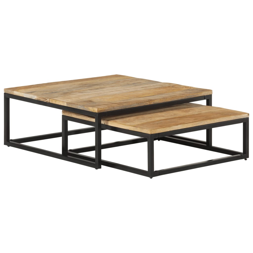 2 Piece Mango Solid Wood Nesting Tables