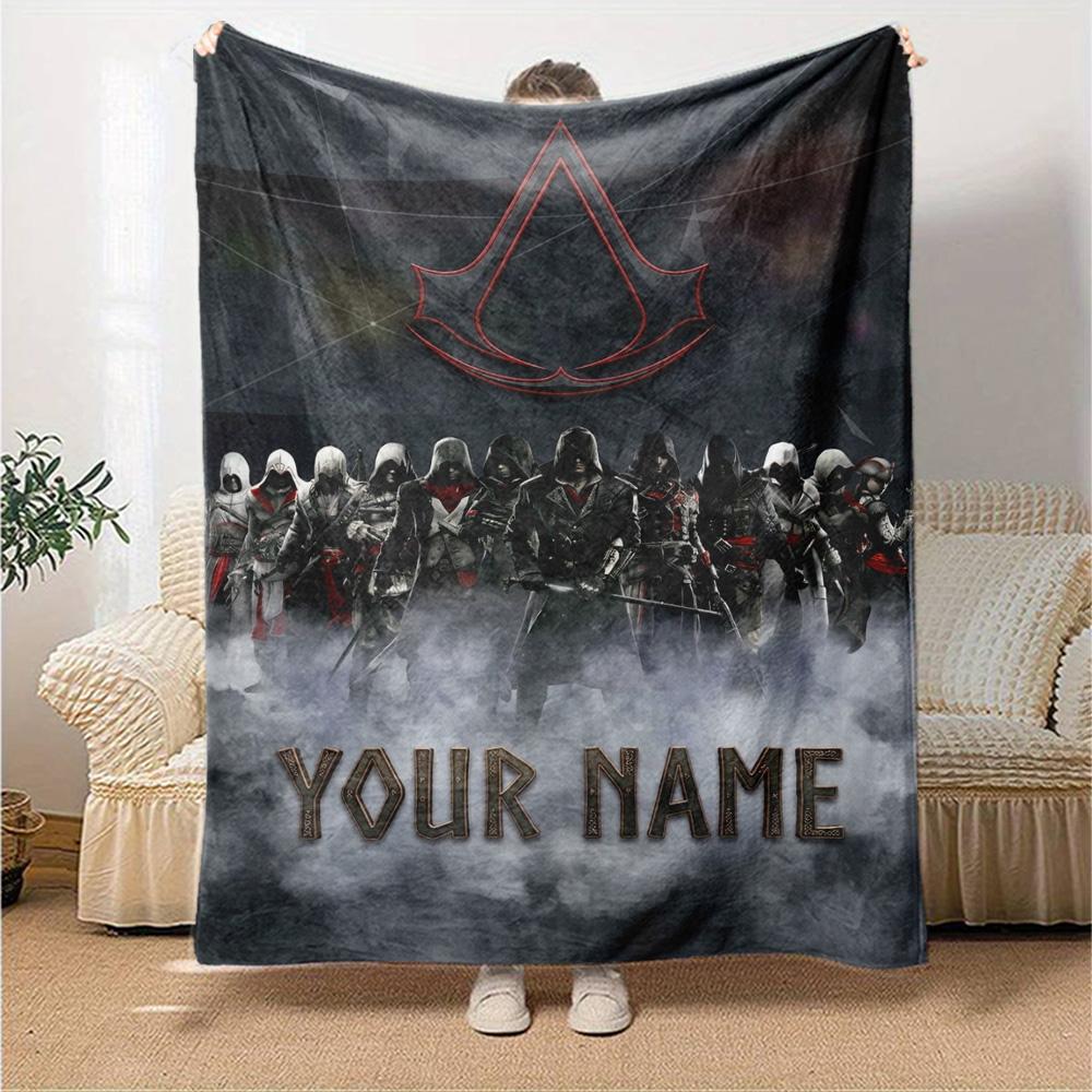 Name Custom Assassin Creed Print Flannel Blanket High Quality Warm Comfortable Cover for All Seasons Perfect for Gifts Home Decor