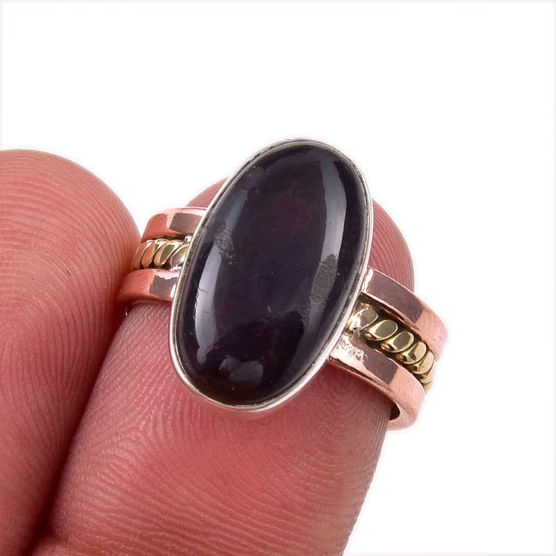

Natural Iolite Gemstone 925 Solid Sterling Silver Jewelry Two Tone Ring S.6 j8a08