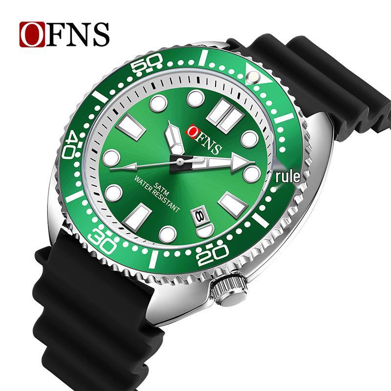 Oufannishi Waterproof Quartz Men's Watch with Luminous Dial, Rotating Bezel, and Calendar