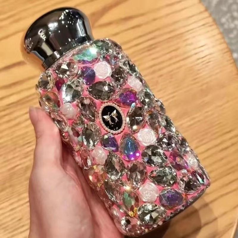 Stainless Steel Insulated Tumbler With Full Rhinestone Decor Women 220ml Vacuum Flask Office Travel Gift