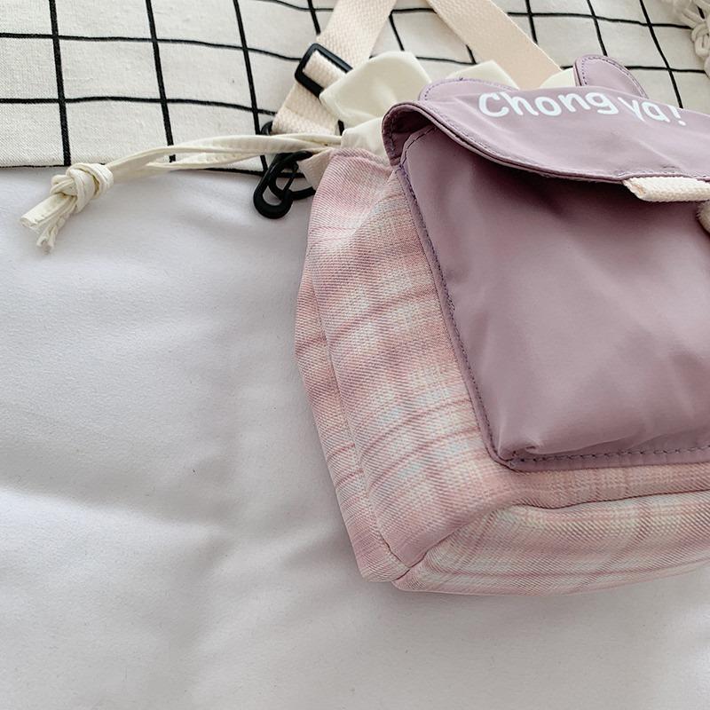 Cute little bag female, new trendy cartoon bucket bag literary student canvas bag shoulder messenger bag