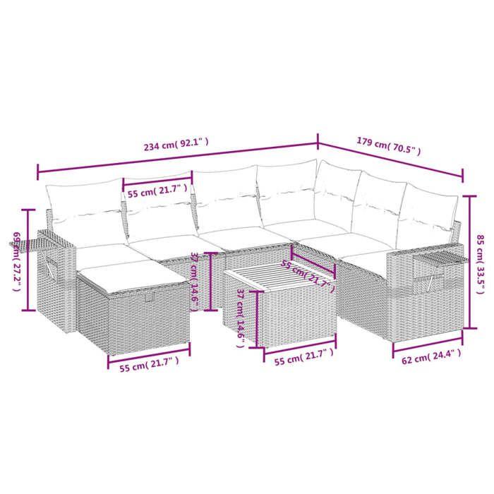 VidaXL Garden Lounge Set with Cushions 8 Pcs, Patio Sofas, Patio Furniture Set, Outdoor Furniture, Mix 3264965