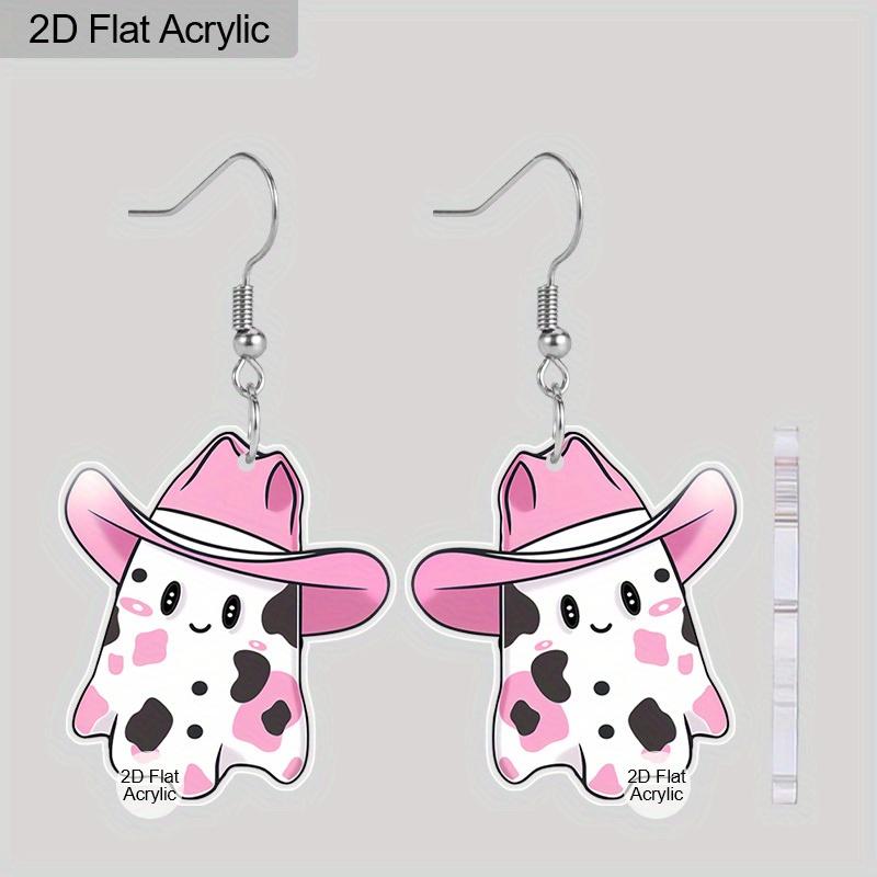 

2D Плоские Смешные Милые Хэллоуин Двусторонние Акриловые Розовые Котелок Привидение Подвеска Серьги Женский Костюм на Хэллоуин Вечеринка Ювелирные Изделия Фестивальный Подарок