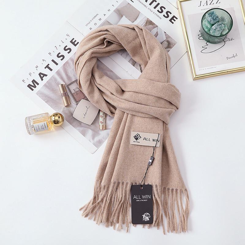 Wool Scarf Women's Winter Premium Thick Solid Color Scarf Versatile New Autumn and Winter White Cashmere Scarf