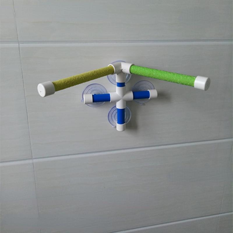 Saugnäpfe Haustier Vögel Papageien Baden Dusche Stehplattform Stange Doppelter Klebestift Krallen Schleifhalter Station Interessante Sitzstangen