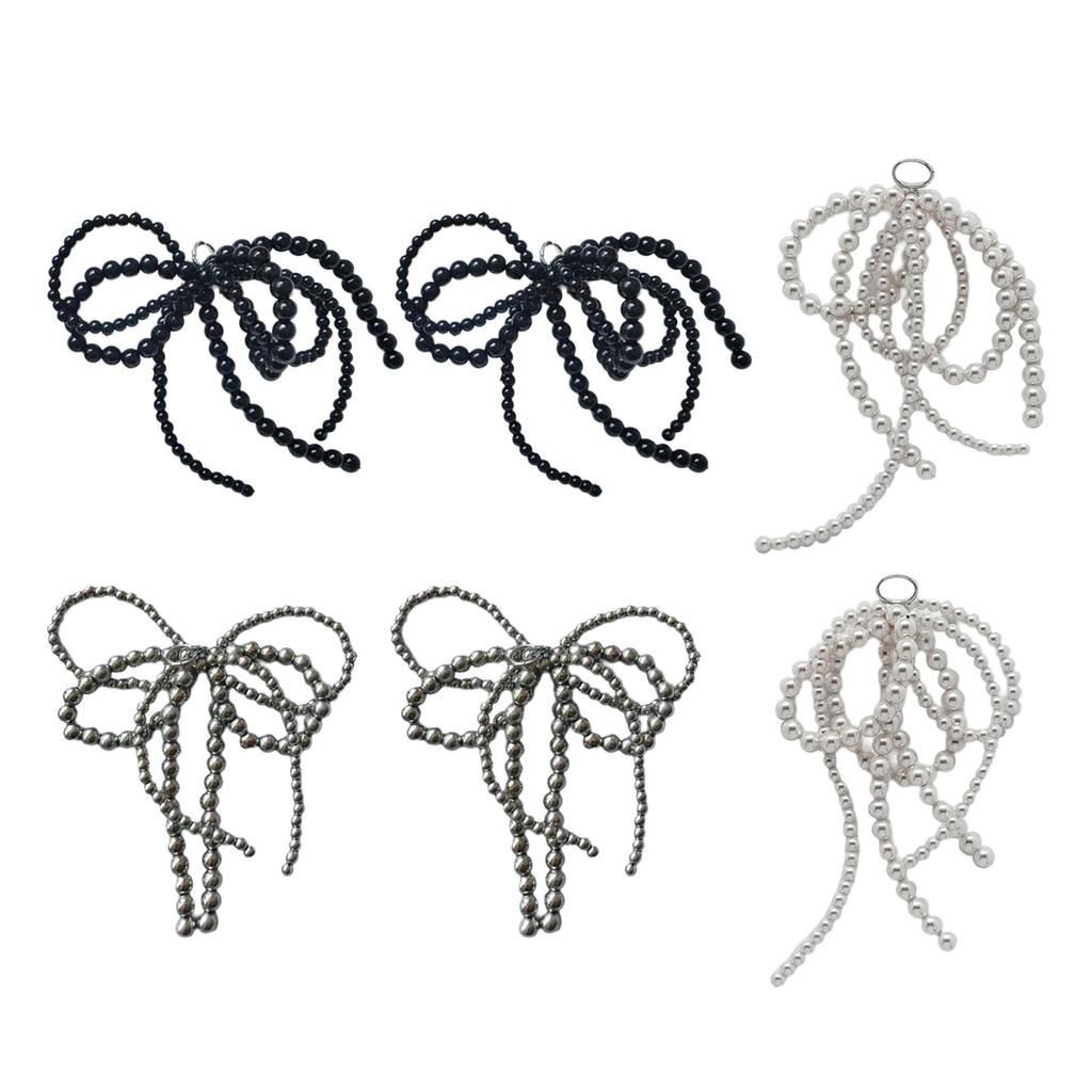 6Pcs Beaded Pearls Bowknot Shoe Buckles Stylish Butterfly Footwear Decorations Unique Shoe Accessories for Women