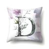 Polyester Pillowcase Home Watercolor Flower Print Pillowcase 26 English Letters Bedside Cushion Cover