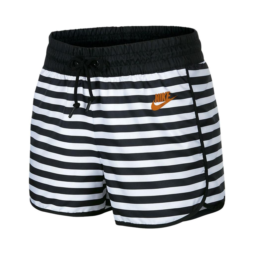 Nike Womens Training Series Logo Stripe Drawstring Moisture-Wicking Breathable Sports Shorts Women shorts Black White CD3686-100