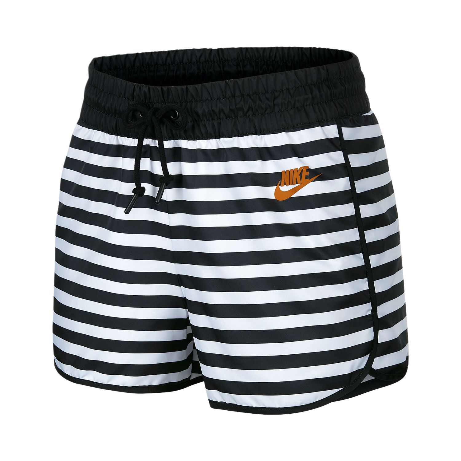 

Nike Женские тренировочные шорты с логотипом и полосками на кулиске, влагоотводящие, дышащие, спортивные шорты для женщин, черные, белые, CD3686-100 S