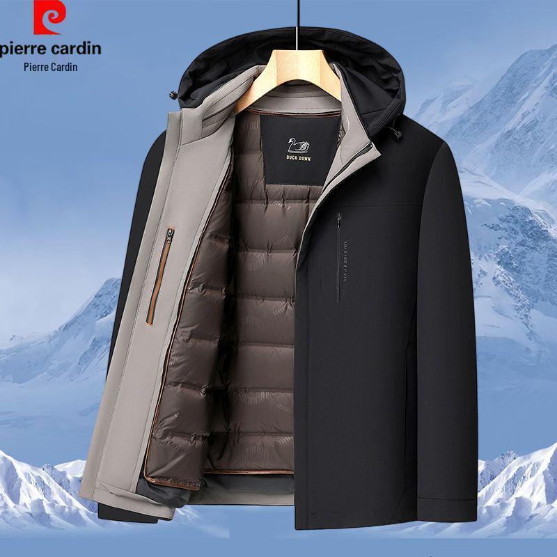 Pierre Cardin Men's Windproof Down Jacket - Thickened, Anti-freeze, Casual Winter Warmth for Middle-aged Dads