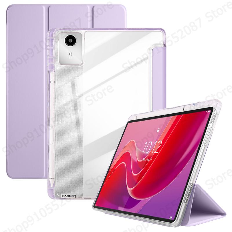 For Lenovo Tab M11 Case with Pencil Holder Acrylic Clear Back Hard Cover For Xiaoxin Pad Lenovo m11 Case tb330fu tb331fc