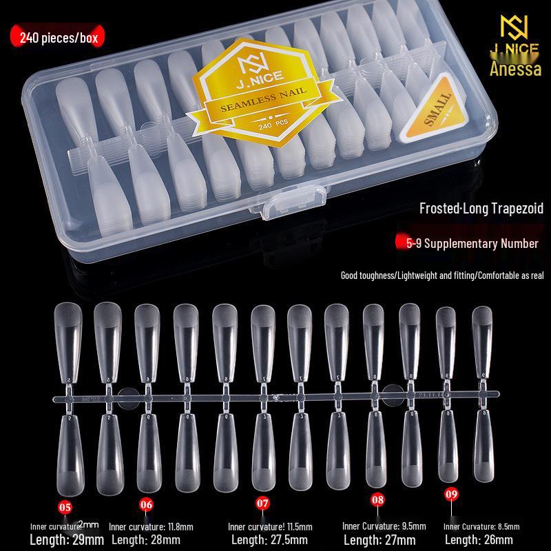 Dual-Use Seamless Transparent Frosted Nail Tips - Extendable Flat/Arc Design