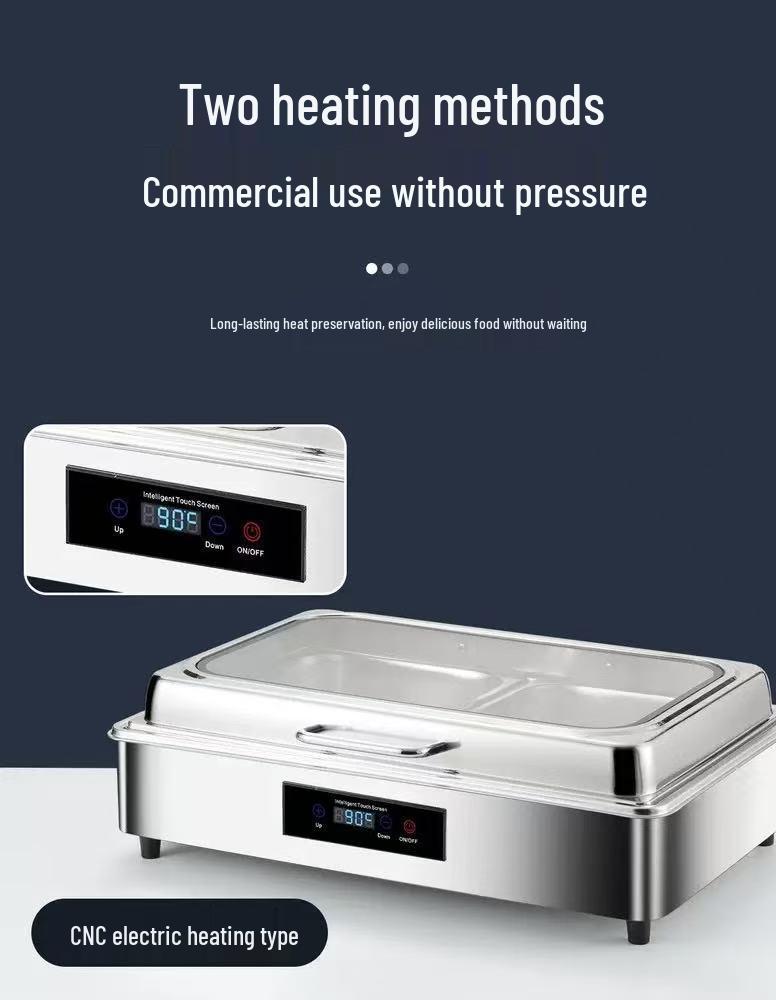 Stainless Steel Electric Buffet Chafing Dish - Smart Self-Service Warmer with Transparent Insulation for Hotel Breakfasts