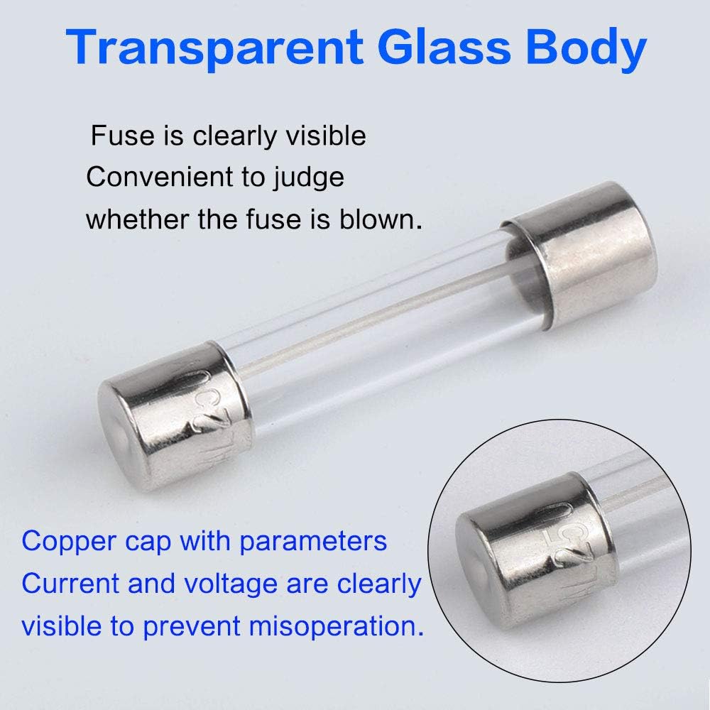 0.5A-30A 250V Fast-Blow Glass Tube Fuses Quick Blow Car Fuses Assorted Kit With Plastic Box 72Pcs 6X30Mm 10Pcs Fuse Seat Fast Acting For Car