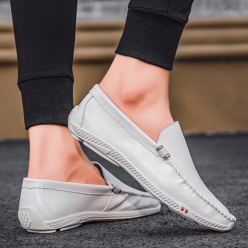 

Full leather microfiber soft sole driving Doudou shoes one pedal men s shoes trend green fashion photography pure 39 please buy one more size белый