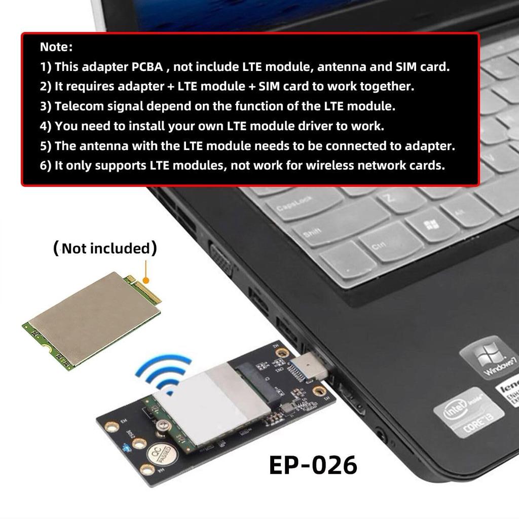 Cablecc Key-B M.2 NGFF WWAN to USB 3.0 Adapter Riser Card with SIM Slot for 3G4G5G LTE Wireless Module Modem Card