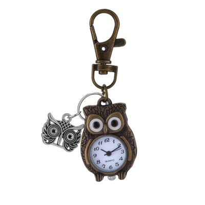 Eule Schlüsselanhänger Uhr Clip Karabiner Uhr Taschenuhr Analog Wasserdicht Niedlich Modisches Accessoire Herren Damen