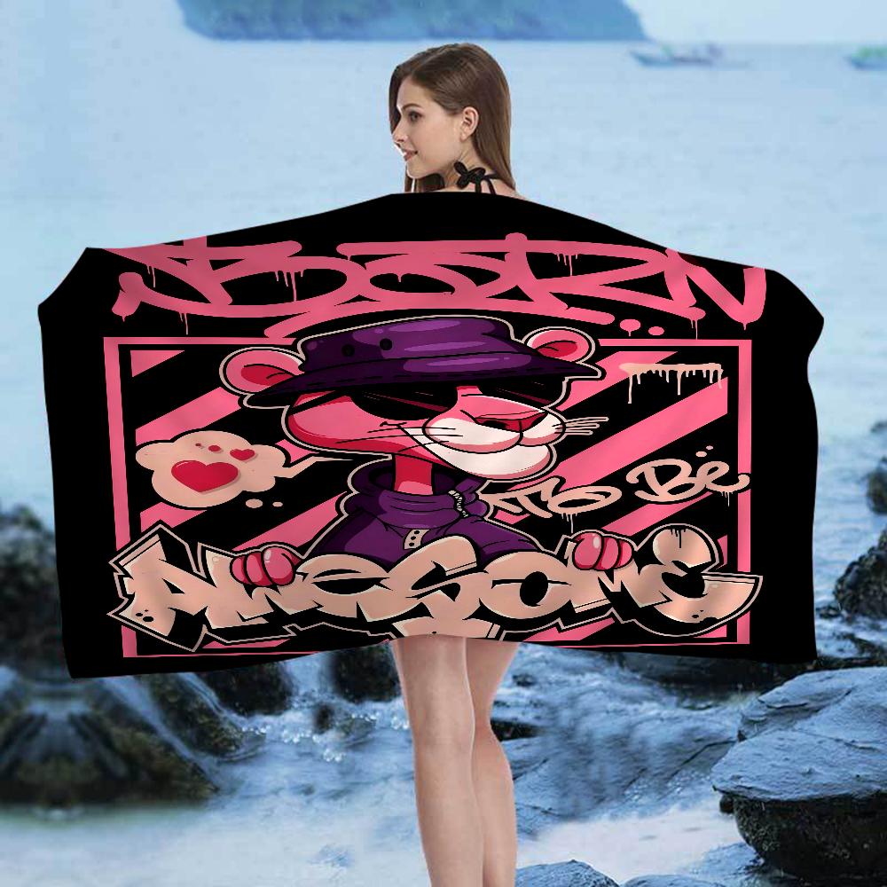 The P-Pink P-Panther Anime Beach Swimming Towel Soft Absorbent Washcloth Children's Gifts for Kids Travel Camping Gym