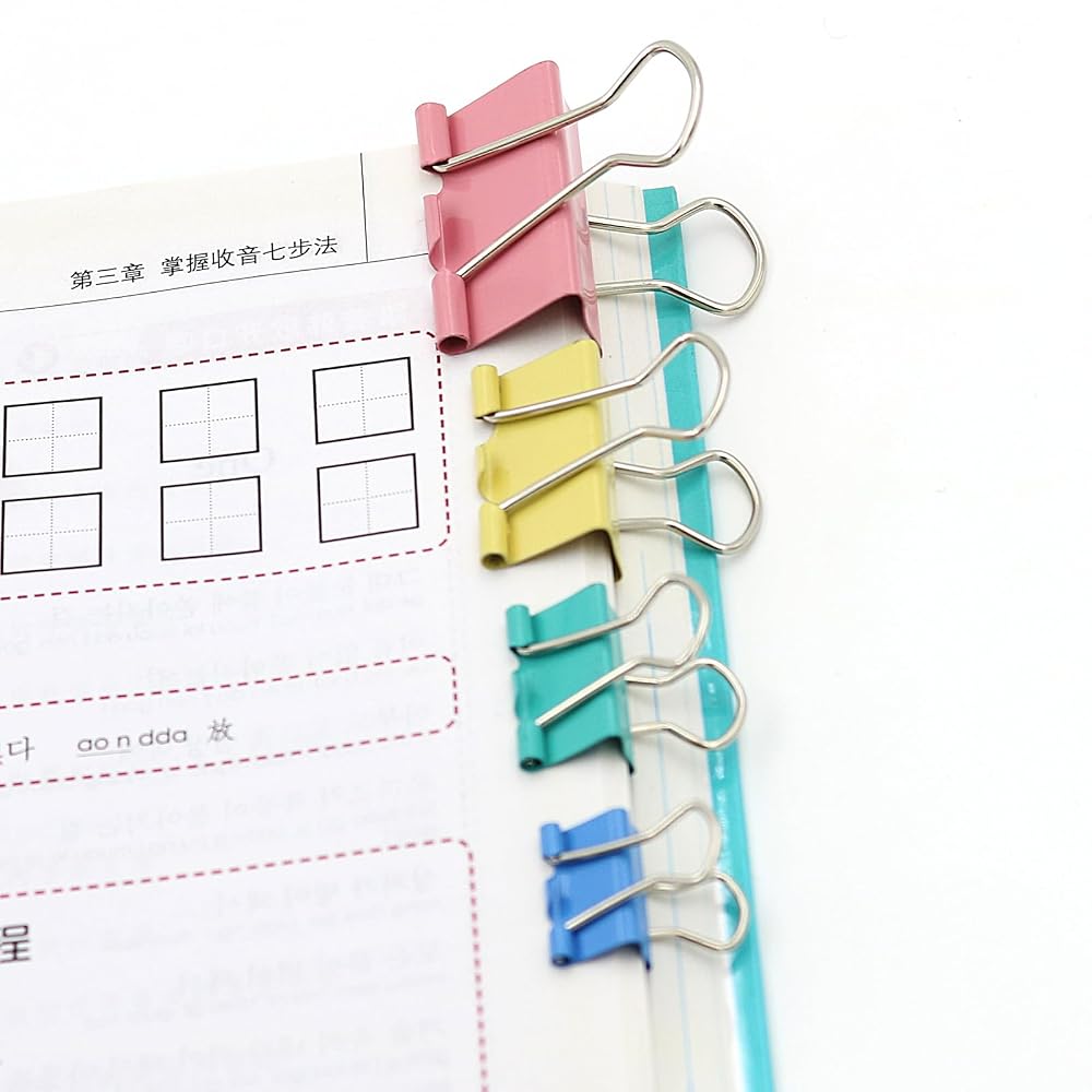 lingzaling Color Double Clips 15mm 19mm 25mm 32mm Metal 64pcs