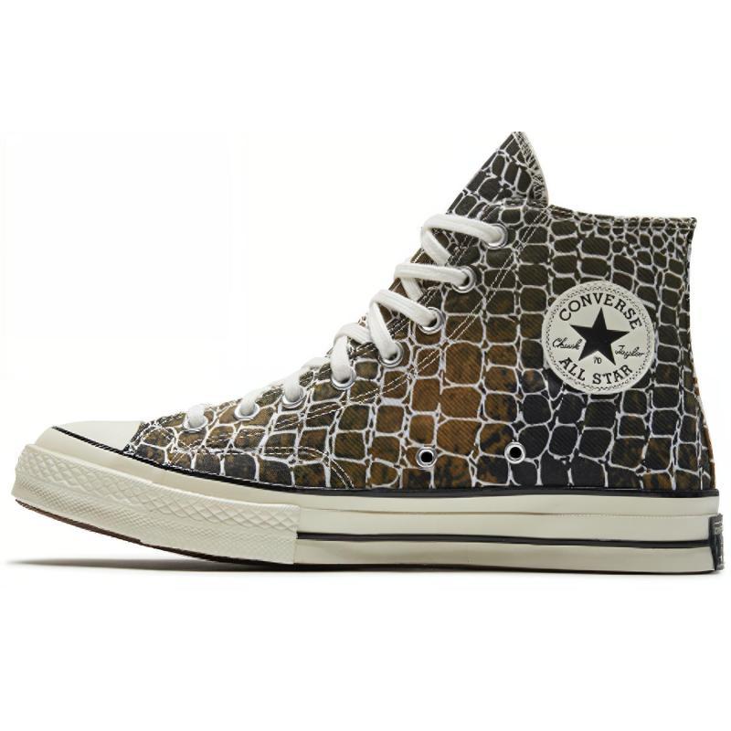 Converse Animal Print Chuck 1970s Crocodile Casual Comfort High Top Canvas Shoes Unisex Brown & Black
