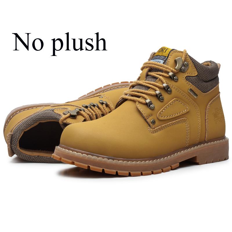Winter Men Ankle Work Shoes Boots Leather Outdoor Working Shoes Plush Warm Werkschoenen Botines Hombre