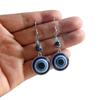 Custom Versatile Women's Turkish Evil Eye Resin Blue Dangle Earrings Ethnic Style